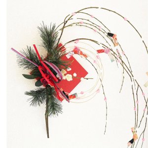 画像1: お正月リース飾り「もち花リース」NYm-01 しめ縄 しめ飾り ドアリース (1)