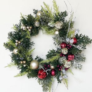 画像1: クリスマスリース新作 デザインsnowリース  snow-13 ドアリース (1)