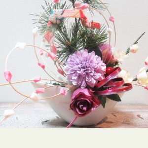 画像1: お正月リース飾り もち花アレンジ NYK-01   テーブル装飾 (1)