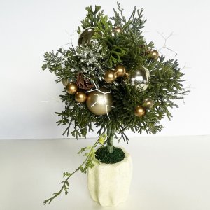 画像1: 卓上クリスマストピアリーグリーンアレンジメント   CHTG-32 (1)