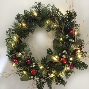 画像1: クリスマスリース 31cm イルミネーション付き　LED-20 (1)